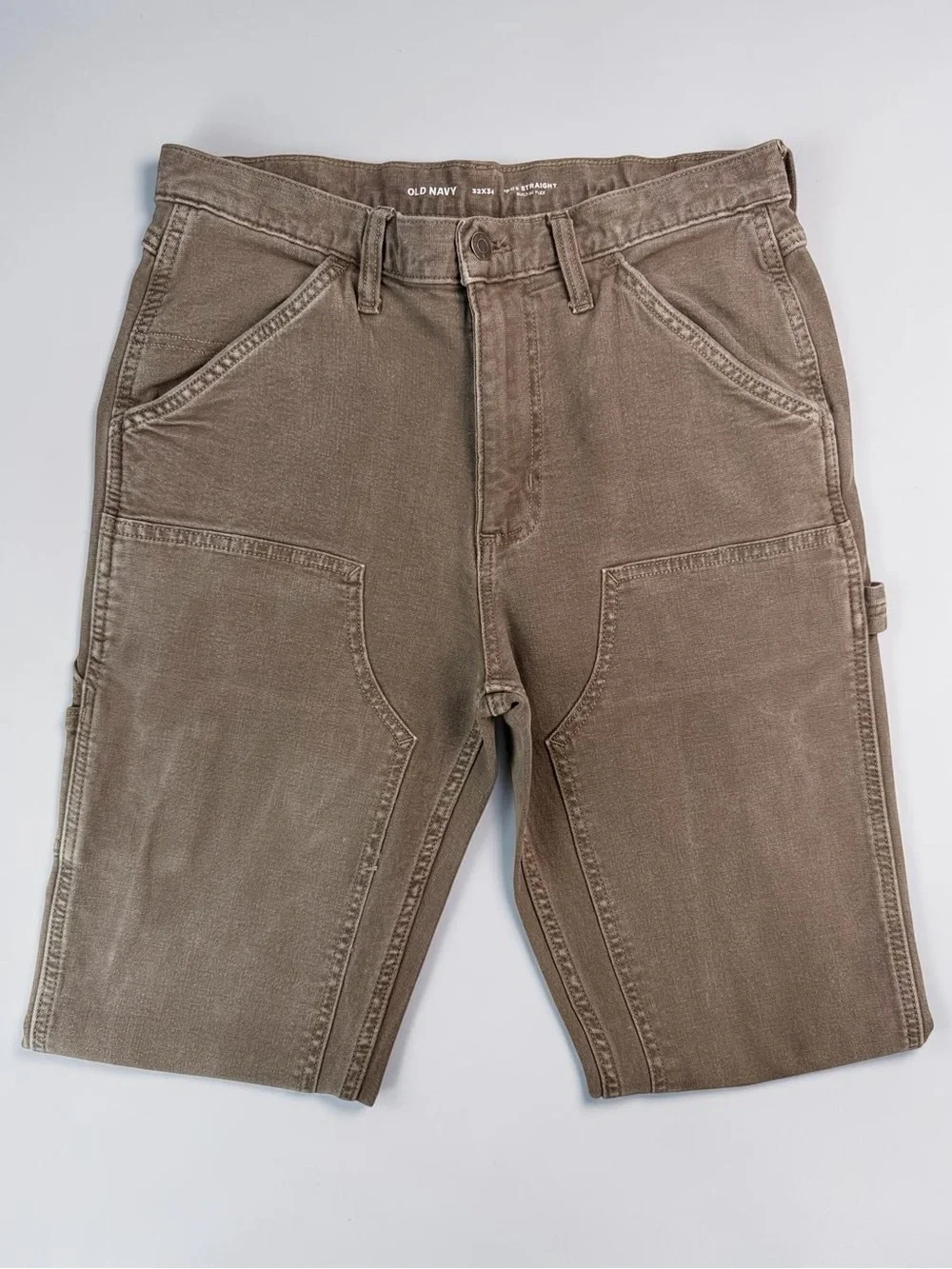 Old Navy Mens 32x34 90s Straight Carpenter Jeans Brown Workwear Flex